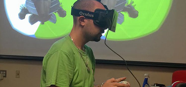 Matt Mauriello rocking an Oculus Rift VR goggles