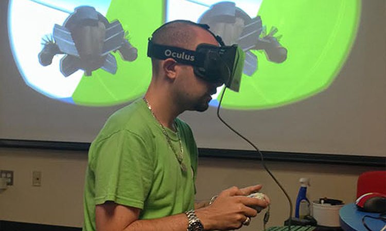 Matt Mauriello rocking an Oculus Rift VR goggles