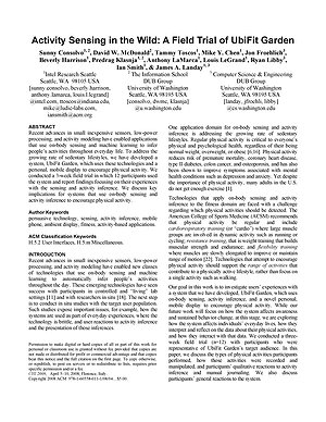 Thumbnail for: Activity sensing in the wild: a field trial of ubifit garden