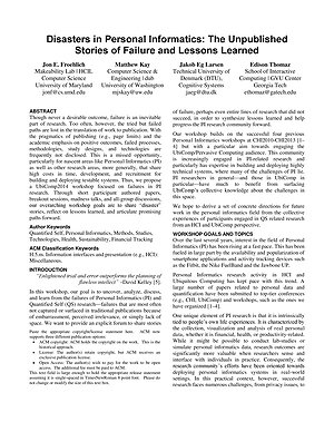 Thumbnail for: Disasters in Personal Informatics: The Unpublished Stories of Failure and Lessons Learned