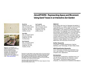 Thumbnail for: AtmoSPHERE: Representing Space and Movement Using Sand Traces in an Interactive Zen Garden