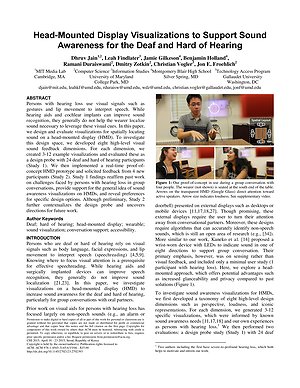 Thumbnail for: Head-Mounted Display Visualizations to Support Sound Awareness for the Deaf and Hard of Hearing
