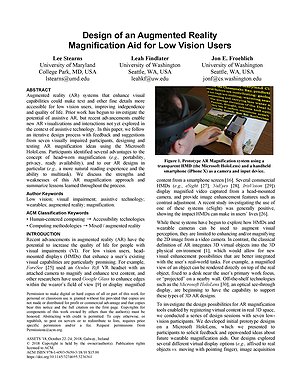 Thumbnail for: Design of an Augmented Reality Magnification Aid for Low Vision Users
