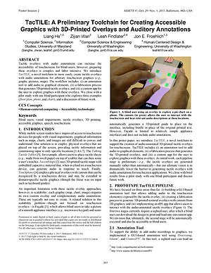 Thumbnail for: TacTILE: A Preliminary Toolchain for Creating Accessible Graphics with 3D-Printed Overlays and Auditory Annotations