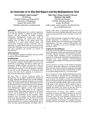 Thumbnail for: An Overview of In Situ Self Report and the MyExperience Tool