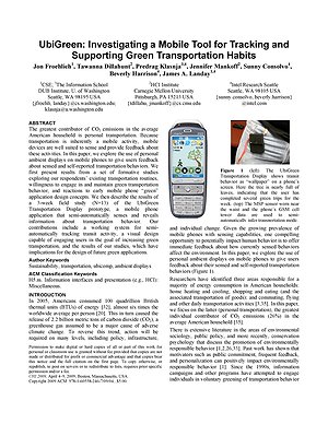 Thumbnail for: UbiGreen: investigating a mobile tool for tracking and supporting green transportation habits