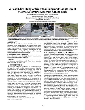 Thumbnail for: A feasibility study of crowdsourcing and google street view to determine sidewalk accessibility