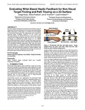 Thumbnail for: Evaluating Wrist-Based Haptic Feedback for Non-Visual Target Finding and Path Tracing on a 2D Surface
