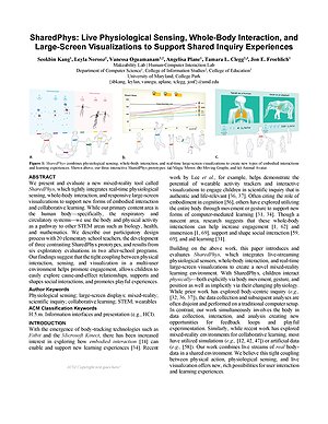 Thumbnail for: SharedPhys: Live Physiological Sensing, Whole-Body Interaction, and Large-Screen Visualizations to Support Shared Inquiry Experiences