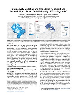 Thumbnail for: Interactively Modeling and Visualizing Neighborhood Accessibility at Scale: An Initial Study of Washington DC
