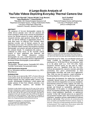 Thumbnail for: A Large-Scale Analysis of YouTube Videos Depicting Everyday Thermal Camera Use