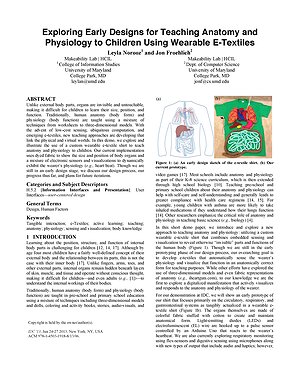 Thumbnail for: Exploring Early Designs for Teaching Anatomy and Physiology to Children Using Wearable E-Textiles