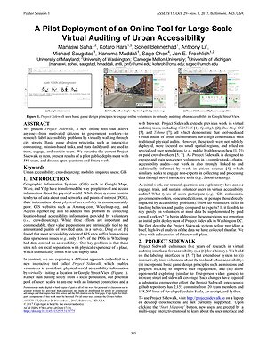 Thumbnail for: A Pilot Deployment of an Online Tool for Large-Scale Virtual Auditing of Urban Accessibility