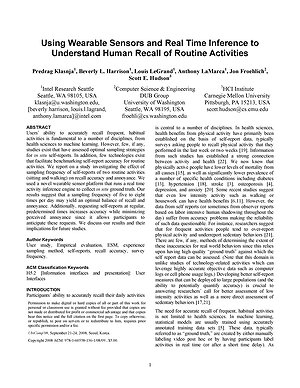Thumbnail for: Using wearable sensors and real time inference to understand human recall of routine activities