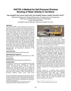 Thumbnail for: WATTr: a method for self-powered wireless sensing of water activity in the home